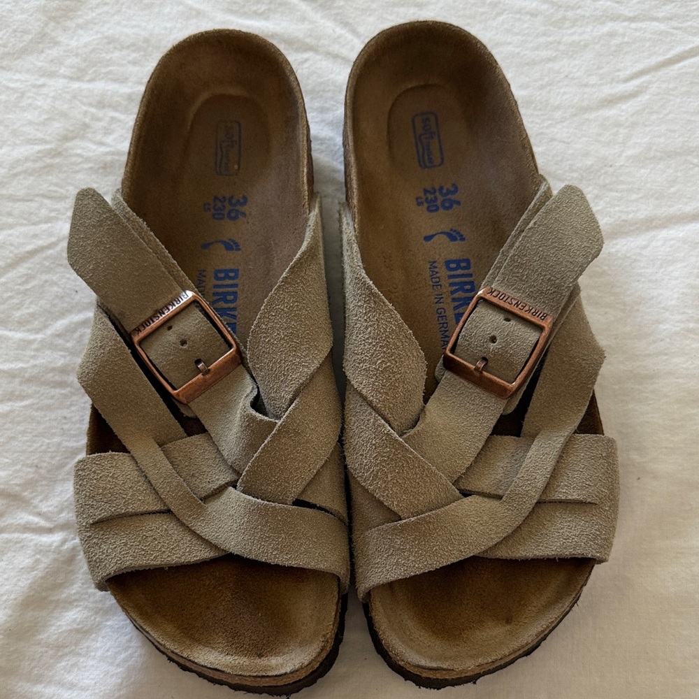 Birkenstock Women’s Lugano Tan Suede Sandal 36